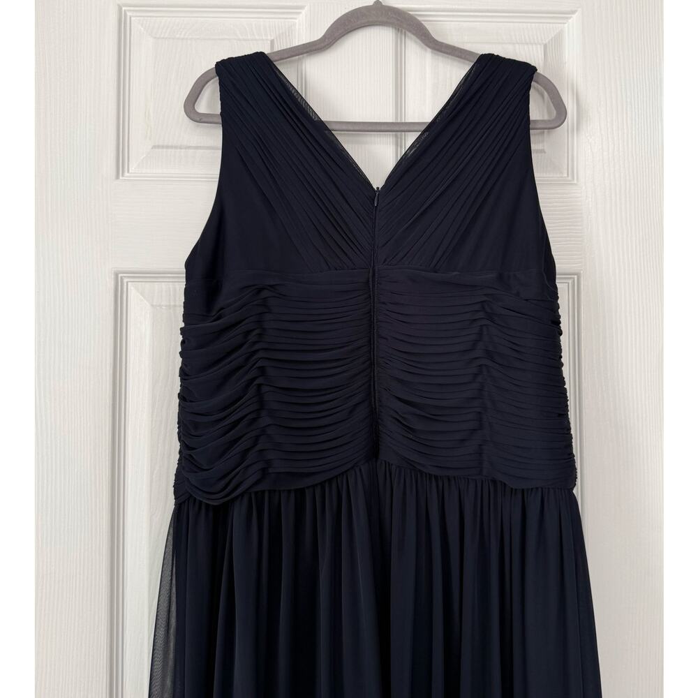 Jessica Howard Women's Navy Chiffon V-Neck Mini Pleat Dress Size 18W - Picture 10 of 11